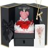 ADDWel Valentines Day Gifts for Her Girlfriend, Preserved Eternal Roses Bear Box with Initial K Necklace Inside, Romantic Forever Real Rose Gifts for Women Sister Wife or Mom Birthday Anniversary Vday view 1