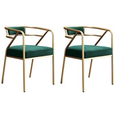 CraftThink Side Reception Chair, Modern Arm Chair Waiting Room Chair with Polyurethane Cushion for Home Use Living Dining Room, 2 Piece Set-Matte Green