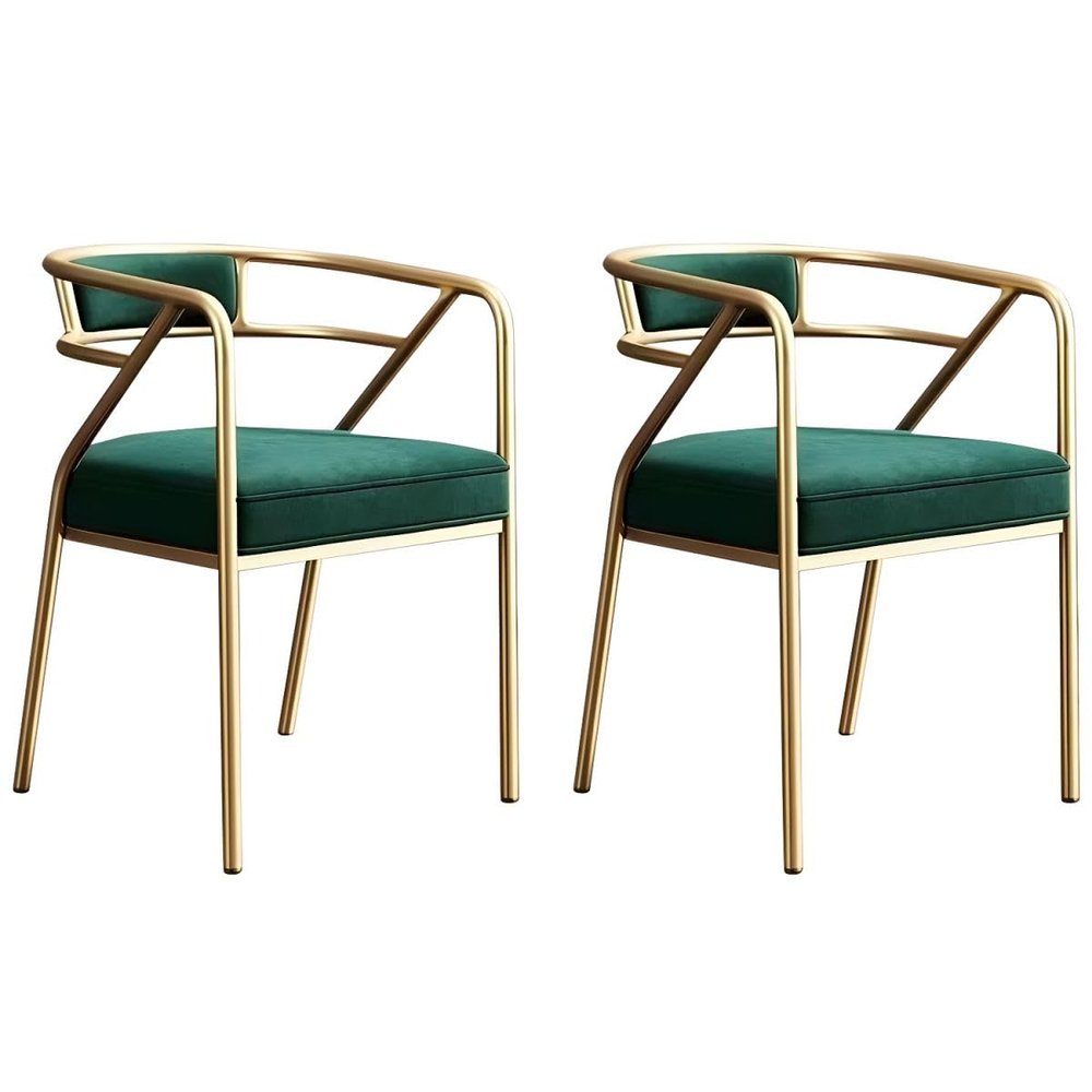 CraftThink Side Reception Chair, Modern Arm Chair Waiting Room Chair with Polyurethane Cushion for Home Use Living Dining Room, 2 Piece Set-Matte Green