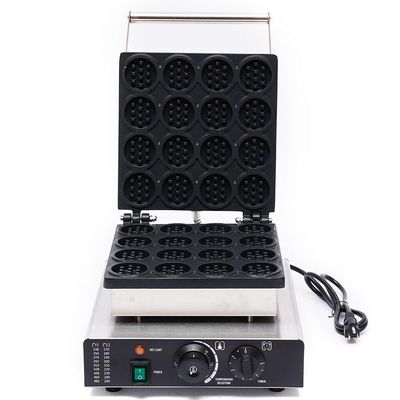 Commercial Round Waffle Maker Electric Mini Waffle Iron, 16 Grids 1750W Nonstick Stainless Steel Round Belgian Waffle Machine, 122-572F Temp Range for Restaurant, Snack Bar, Food Stall