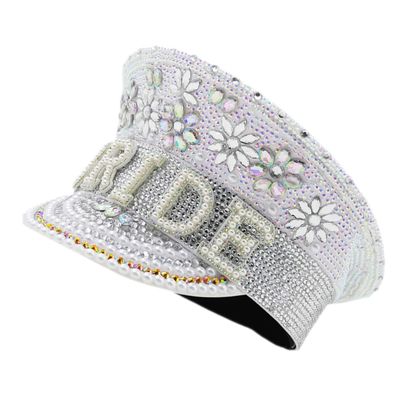 Ciieeo Bride Cowgirl Hat Design for Bachelorette Parties and Weddings Photography Prop Elegant Rhinestone Captain Hat for Women