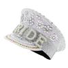Ciieeo Bride Cowgirl Hat Design for Bachelorette Parties and Weddings Photography Prop Elegant Rhinestone Captain Hat for Women view 1