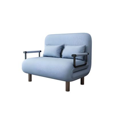 KWOKING Futon Sofa Bed with 2 Pillows & Pillow Back in Linen Blend Folding All-in-one Push-Pull Retractable Sofa Bed for Small Apartment Living Room Household Light Blue Twin XL 47" L x 27" W x 33" H