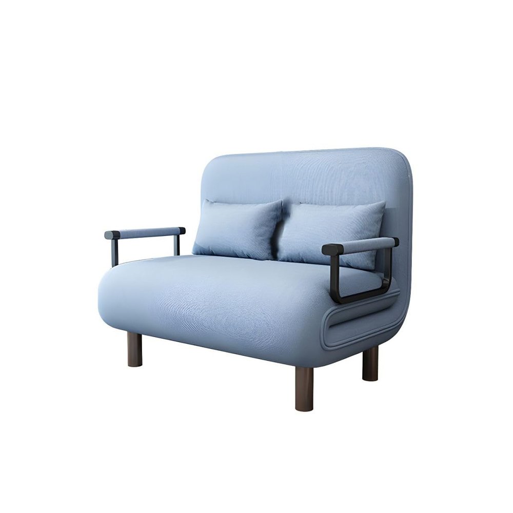 KWOKING Futon Sofa Bed with 2 Pillows & Pillow Back in Linen Blend Folding All-in-one Push-Pull Retractable Sofa Bed for Small Apartment Living Room Household Light Blue Twin XL 47" L x 27" W x 33" H