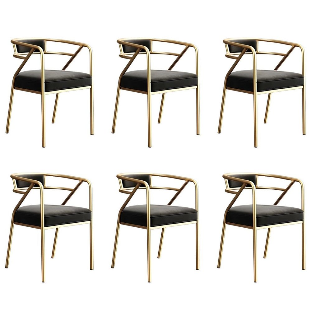 CraftThink Side Reception Chair, Modern Arm Chair Waiting Room Chair with Polyurethane Cushion for Home Use Living Dining Room, 6 Piece Set-Matte Black