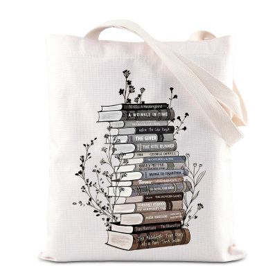 FOTAP Bookworm Merch Handbag Book Tote Bag Literary Gift Books Week-Librarian Gift (Forever T)
