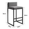 Bar Stools Set of 2 Velvet Upholstered Bar Chairs with Padded Backrest, Breakfast Kitchen Counter Chairs Metal Legs Barstools High Stools with Footrests, for Living Room, Dining Room ( Color : Gris , view 3