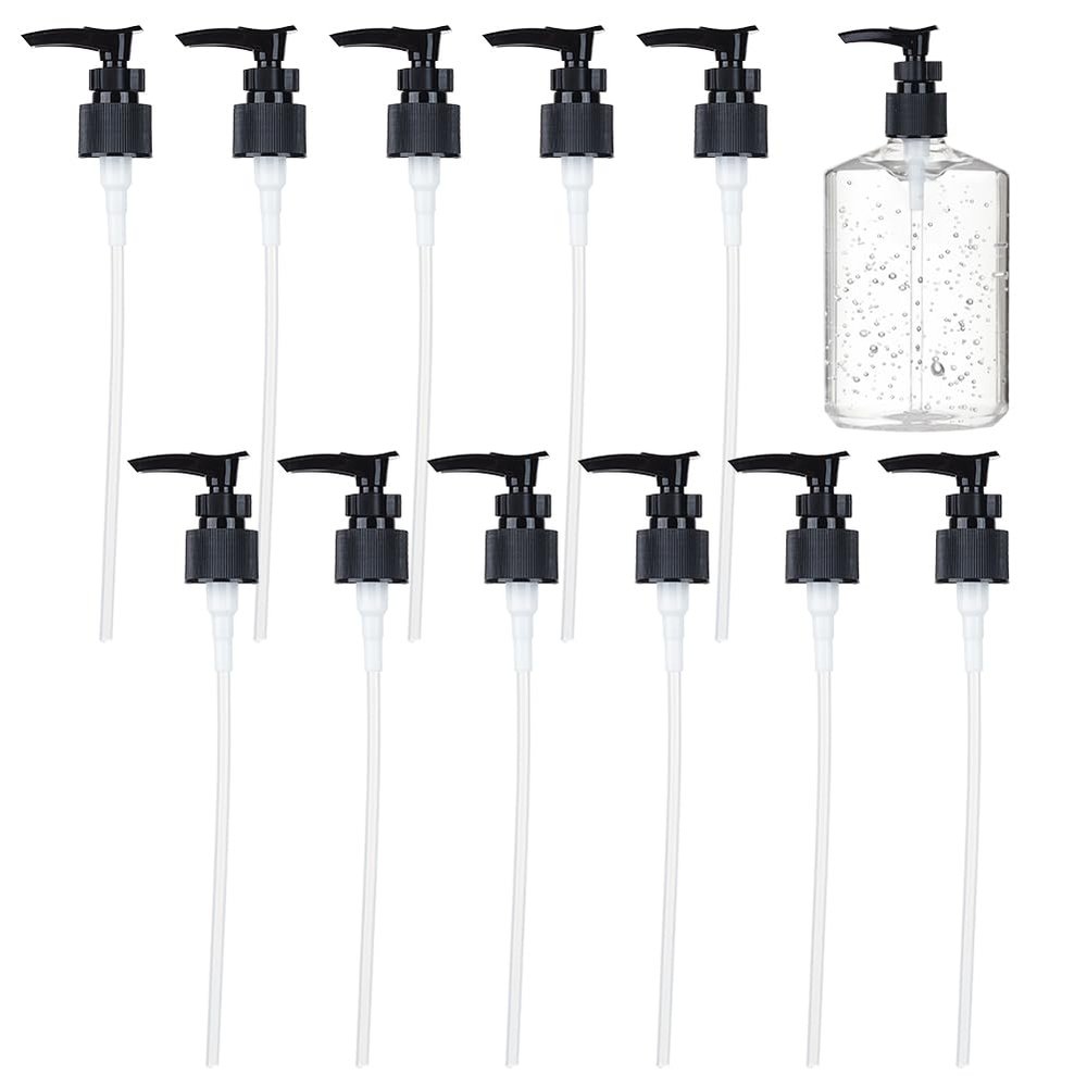 BENECREAT 12 Packs Plastic Replacement Pumps, 24-410 Thread/Neck Locking Black Dispenser Replacement Pump Lotion Pumps for Soap, Lotion, Shampoo, Kitchen and Bathroom
