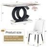 Modern Dining Table Set for 4,5 Piece Dining Table Chairs Set for 4,PDLB Marble Table Top and MDF Base,Rectangular Glass Dining Room Table with 4 White PU Leather Upholstered Dining Chairs for Kitchen view 3