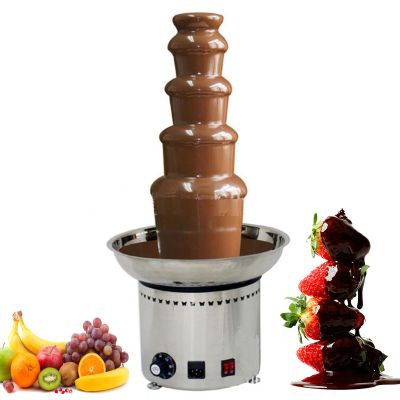 Commercial Chocolate Fondue Fountain, Stainless Steel with Temperature Control Chocolate Waterfall Machine, Sauce Melting Pot Perfect for Nacho Cheese, BBQ Sauce, Ranch, Fruit, Liqueurs (5 Tier)