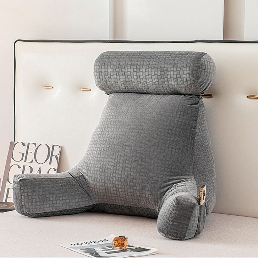 WUHUQN Back Support Reading Pillow for Bed,Lumbar Support Cushion,with Neck/Arm Support,Great for Back Support,Bed,Gaming,Reading,Relaxing Or Watching TV