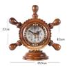 Dntum Table Clock Handmade Solid Wood Ship Rudder Clock Retro Creative Kitchen Office Home Mute and Non-tick Battery Powered Clock Clock view 2