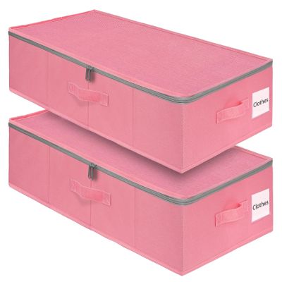 punemi Under Bed Storage Containers, Pink Underbed Storage With Rigid Side/Bottom Support, Closet Organizers And Storage Bins, Blankets Clothes Comforters Storage Bag, Dorm Room Essentials For Girls