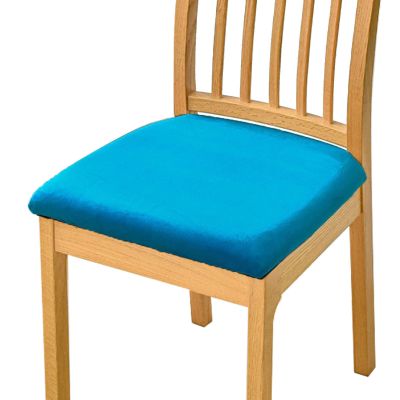 Velvet Chair Seat Covers, Stretch Dining Chair Seat Covers Soft Non Slip Chair Seat Slipcovers Washable Chair Seat Cushion Slipcovers with Ties-Blue-B-Set of 6