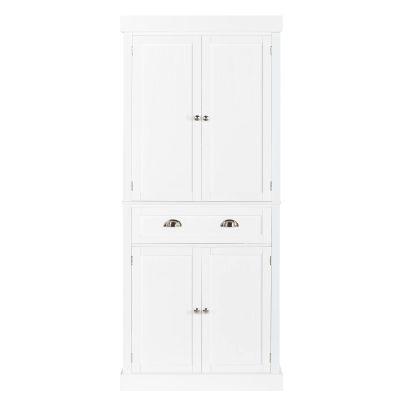 71.65" White Kitchen Pantry Cabinet, Tall Kitchen Cabinet Pantry Cabinet with Doors and Drawer, Freestanding Pantry Kitchen with Adjustable Shelves for Dining Living Room, Pantry Cupboard with Doors