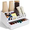 ADDFIT HOUSE Coffee Bar Organizer for Countertop  Wooden Coffee Station with Black Drawer, Tea and K Cup Storage Condiment Rack, Coffee Pod Holder for Home and Office Organization (Drawer - White) view 1