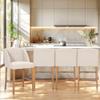 ALPHA HOME Counter Height Bar Stools Set of 4, 26 Inch Bar stools for Kitchen Island, Fabric Cushion and Wooden Legs, White view 1