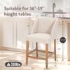 ALPHA HOME Counter Height Bar Stools Set of 4, 26 Inch Bar stools for Kitchen Island, Fabric Cushion and Wooden Legs, White view 2