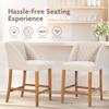 ALPHA HOME Counter Height Bar Stools Set of 4, 26 Inch Bar stools for Kitchen Island, Fabric Cushion and Wooden Legs, White view 3