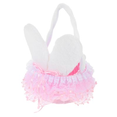 Ciieeo Bunny Ear Flower Basket for Flower Girls Lightweight Easter Candy Basket with Convenient Handle for Weddings Celebrations and Petal Scattering Adorable Ear Design