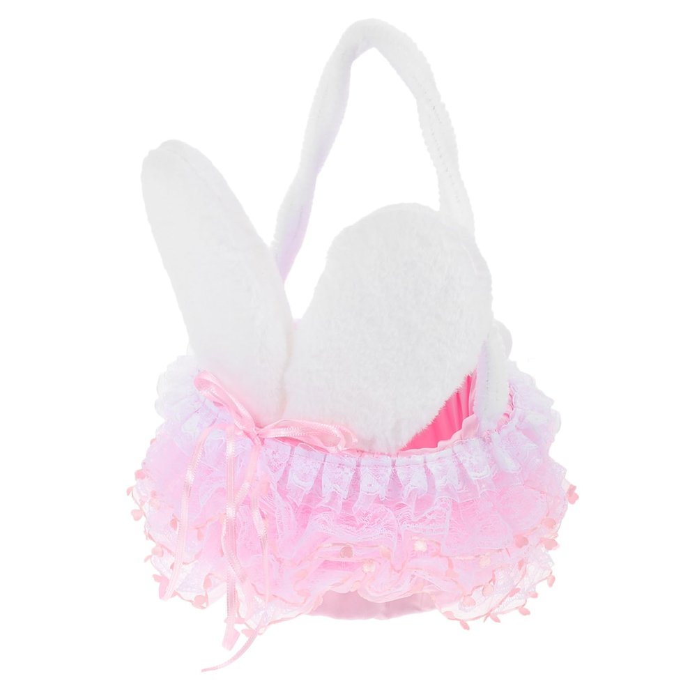 Ciieeo Bunny Ear Flower Basket for Flower Girls Lightweight Easter Candy Basket with Convenient Handle for Weddings Celebrations and Petal Scattering Adorable Ear Design