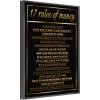 17 Rules Of Money Motivational Wall Art Canvas Print Office Decor Financial Investment, Finance Invest Sign, Entrepreneur Millionaire Inspirational Quote, Passive Income Motivation Metal Black 12x16in view 1