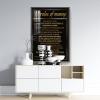 17 Rules Of Money Motivational Wall Art Canvas Print Office Decor Financial Investment, Finance Invest Sign, Entrepreneur Millionaire Inspirational Quote, Passive Income Motivation Metal Black 12x16in view 3
