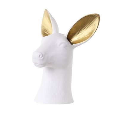 PRETYZOOM Head Ceramics Vase Golden Horn Deer Head Decorative Flower Pot for Home and Office Stylish White Succulent Planter Premium Quality Ceramic Art Decoration