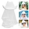 LIFKOME Bachelorette Party Veil Cowgirl Hat Wedding Hat for Bride Lightweight White Veil view 2