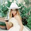 LIFKOME Bachelorette Party Veil Cowgirl Hat Wedding Hat for Bride Lightweight White Veil view 3