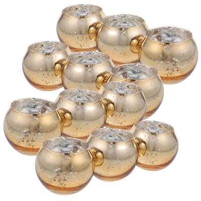 HOOTNEE 12pcs Glass Candle Holders Round Tealight Holders Stable Base for Weddings Parties Home Decor Christmas and More Decorative Votive Candle Cups for Romantic Settings