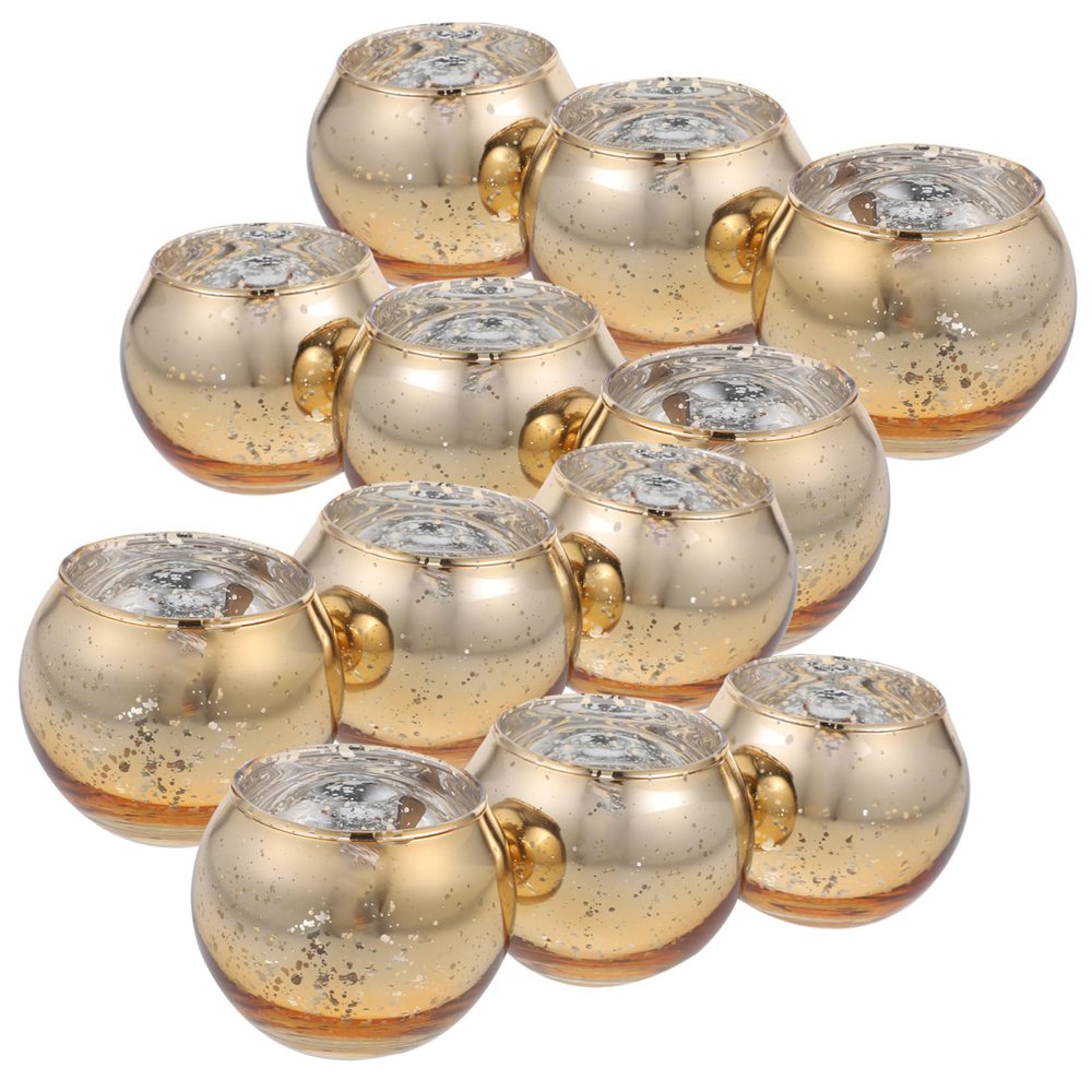 HOOTNEE 12pcs Glass Candle Holders Round Tealight Holders Stable Base for Weddings Parties Home Decor Christmas and More Decorative Votive Candle Cups for Romantic Settings