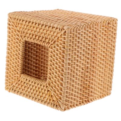 Ciieeo Rattan Tissue Box for Bathroom Vanity Vintage Square Napkin Holder for Living Room and Dining Table Compact Design for Easy Tissue Access and Organization