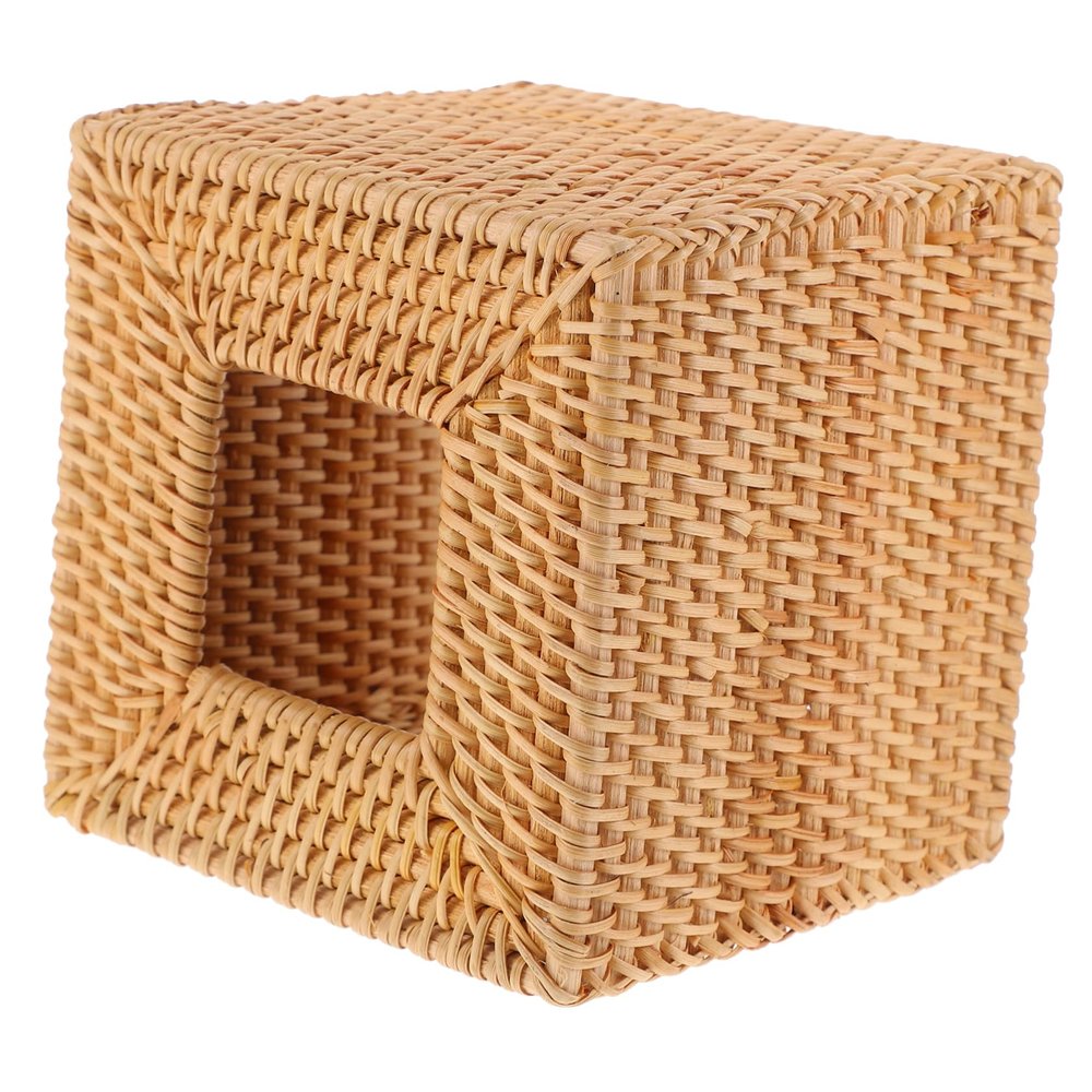 Ciieeo Rattan Tissue Box for Bathroom Vanity Vintage Square Napkin Holder for Living Room and Dining Table Compact Design for Easy Tissue Access and Organization