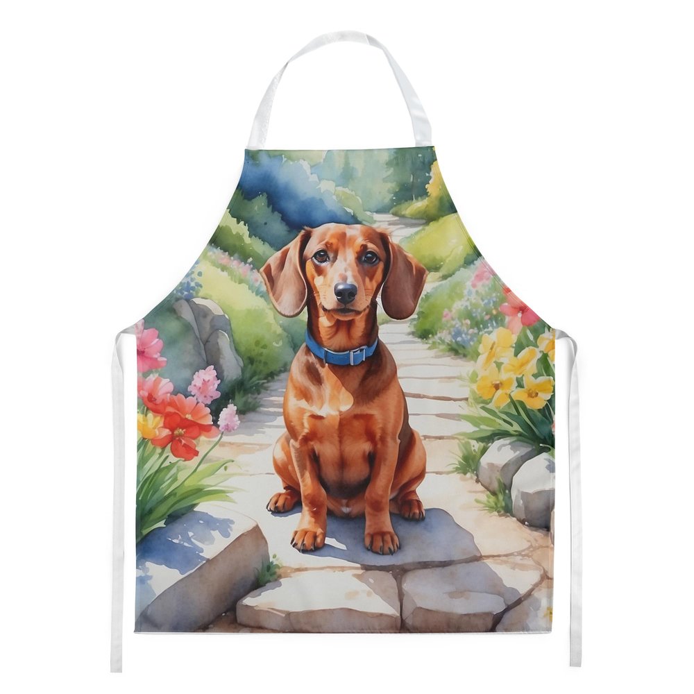Caroline's Treasures Dachshund Spring Path Apron Cooking Kitchen Server Baking Crafts Gardening for Adult Women Men, Unisex, Large, Multicolor