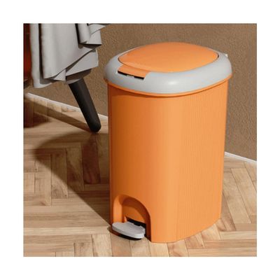 SUREK Exquisite with Foot Pedal Trash Can with Pop-Up Lid Kitchen Trash Cans Plastic Garbage Bin Dual Compartment Garbage Can Push Type Reusable, L-orange