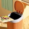 SUREK Exquisite with Foot Pedal Trash Can with Pop-Up Lid Kitchen Trash Cans Plastic Garbage Bin Dual Compartment Garbage Can Push Type Reusable, L-orange view 3