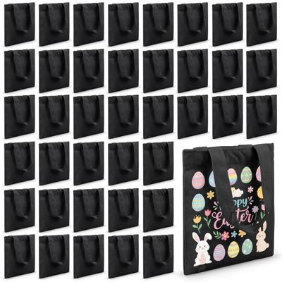 Amylove 24 Pcs Mini Tote Bag Sublimation Blank Canvas Tote Bags Reusable for Grocery Shopping, DIY, Easter Party Favor Gift Bags (8.5 x 8 Inch,Black)