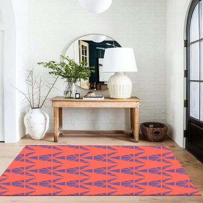 Geometric Triangles Arrows Coral and Purple Color 3x5 Rug Throw Rugs Entryway Indoor Front Door Mat Non Slip Bedside Area Rug for Bedroom Aesthetic Kitchen Carpet Machine Washable