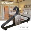 10pcs Adult Clothing Hanger Portable Household Clothe Dress Organizer Closet Space Saver Black (D 36 * 20 cm) view 3
