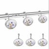 Floral Shower Curtain Hooks, Spring Summer Vintage Daisy Flowers Leaves 12PCS Shower Curtain Hooks Rings for Bathroom Stainless Steel Rust Resistant Shower Curtain Hangers view 2