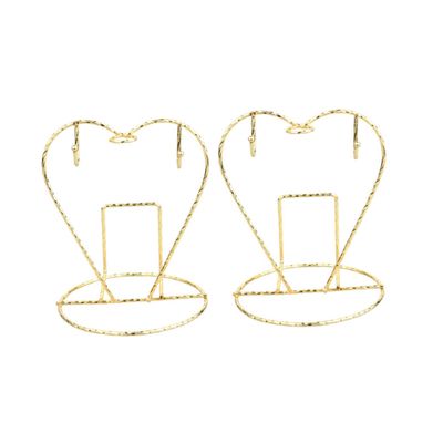 FONDOTIN 2pcs Heart-Shaped Stainless Steel Cup Holder and Plate Rack Golden Coffee Mug Organizer for Kitchen Countertop and Drying Shelf Holds Cups Plates