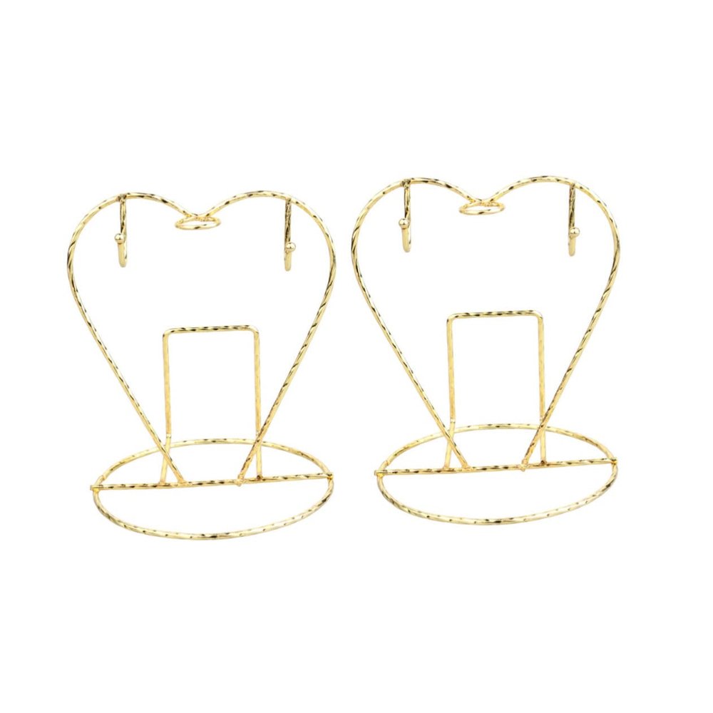 FONDOTIN 2pcs Heart-Shaped Stainless Steel Cup Holder and Plate Rack Golden Coffee Mug Organizer for Kitchen Countertop and Drying Shelf Holds Cups Plates