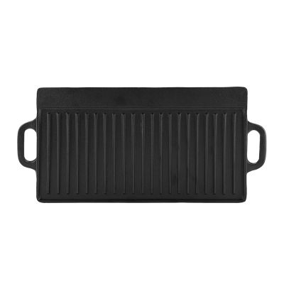 CDQL Cast Iron Reversible Grill Griddle,NonStick Reversible Rectangular Grill,Ridged and Flat Baking Cooking Tray,Grill Griddle Pan,Stove Top Flat Griddle for Gas Grill Camping Indoor