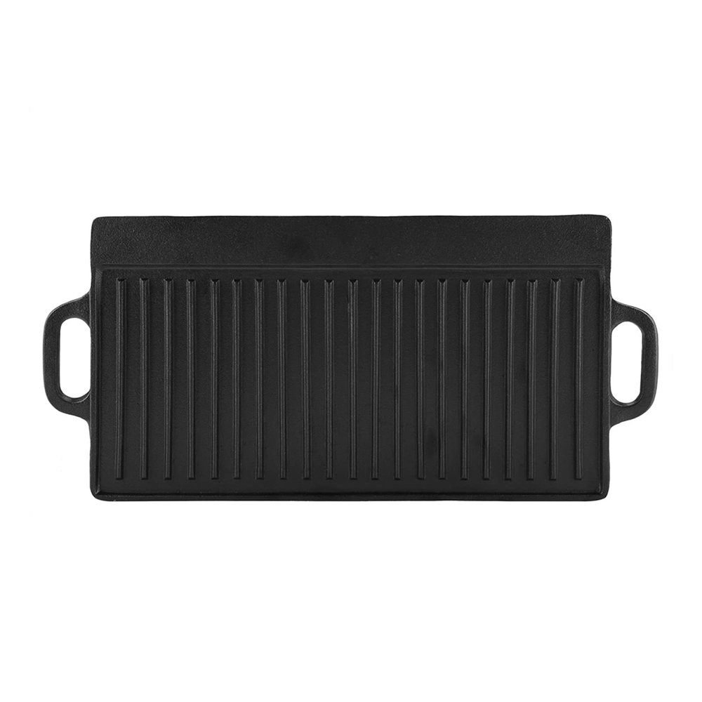 CDQL Cast Iron Reversible Grill Griddle,NonStick Reversible Rectangular Grill,Ridged and Flat Baking Cooking Tray,Grill Griddle Pan,Stove Top Flat Griddle for Gas Grill Camping Indoor