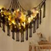 Macrame Stuffed Animal Hammock Corner with LED Light - Black Toy Storage Hammock Plushie Net Organizer Display - Teddy Bear Stuffy Hammocks - Boy Bedroom Decor Cool view 3