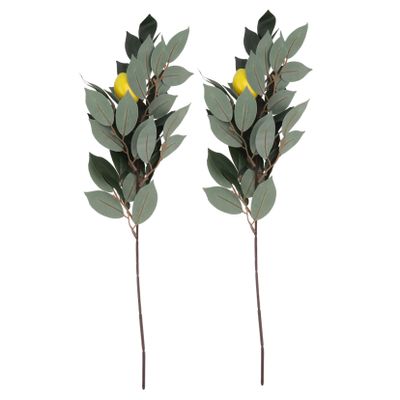 DECHOUS 2pcs Realistic Faux Lemon Twigs Artificial Plant Decor for Indoor Outfit