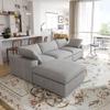 120" Modular Sectional Couch, Down Filled Sofa with Storage Ottoman, Deep 3-Seat Sleeper Cloud Couch, Covers Removable, Convertible Minimalist Sofas for Living Room, Apartment, Office (Grey) view 1