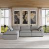 120" Modular Sectional Couch, Down Filled Sofa with Storage Ottoman, Deep 3-Seat Sleeper Cloud Couch, Covers Removable, Convertible Minimalist Sofas for Living Room, Apartment, Office (Grey) view 3