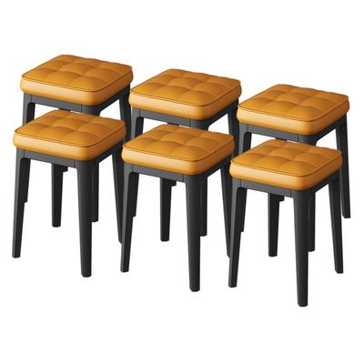 Guyifuny Lightweight Stackable Bar Stool Set - 6 Pack Orange Stools with Cushion for School & Restaurant - Space Saving Dining Chairs - Portable Plastic Stool from 18inch